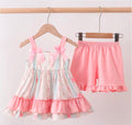Abby & Evie! Pink Polka Dot Rose Bow Ruffle Shorts Set Pre-Order!