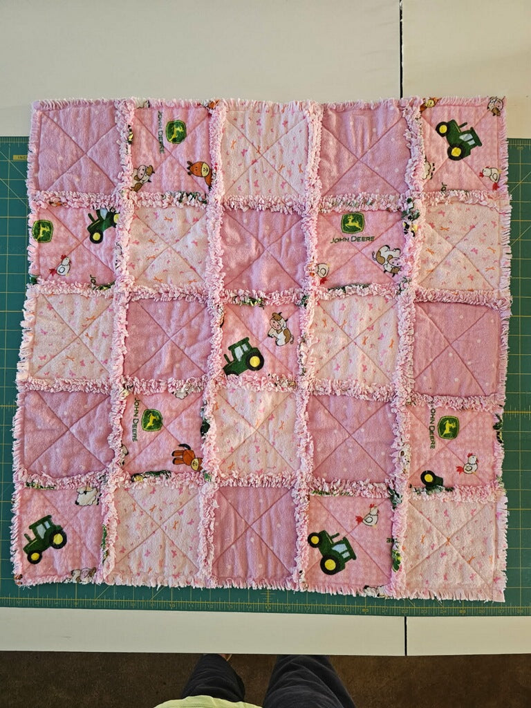 Pink Rag Blanket/Lap Robe! 25" Wide X 25" Long! RTS!