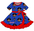 Porter Pirates Bamboo Short Sleeve Twirl Dress w/ Ruffles & Tied Bow Pre-Order! Closing 6/10! ETA August!
