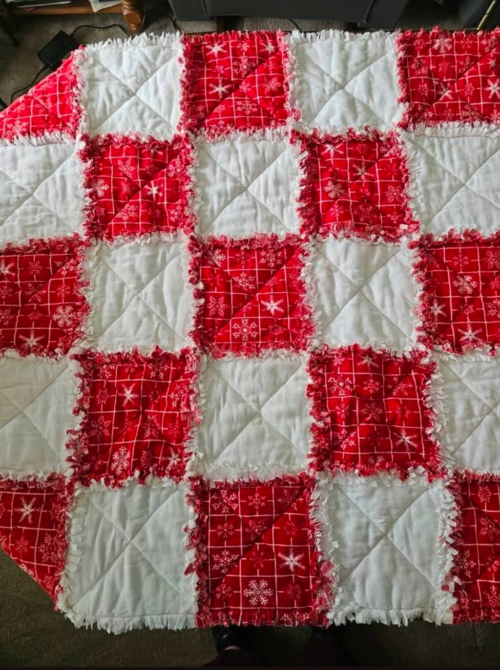 Red Rag Quilt 5 X 5 (9 inch squares)! RTS!