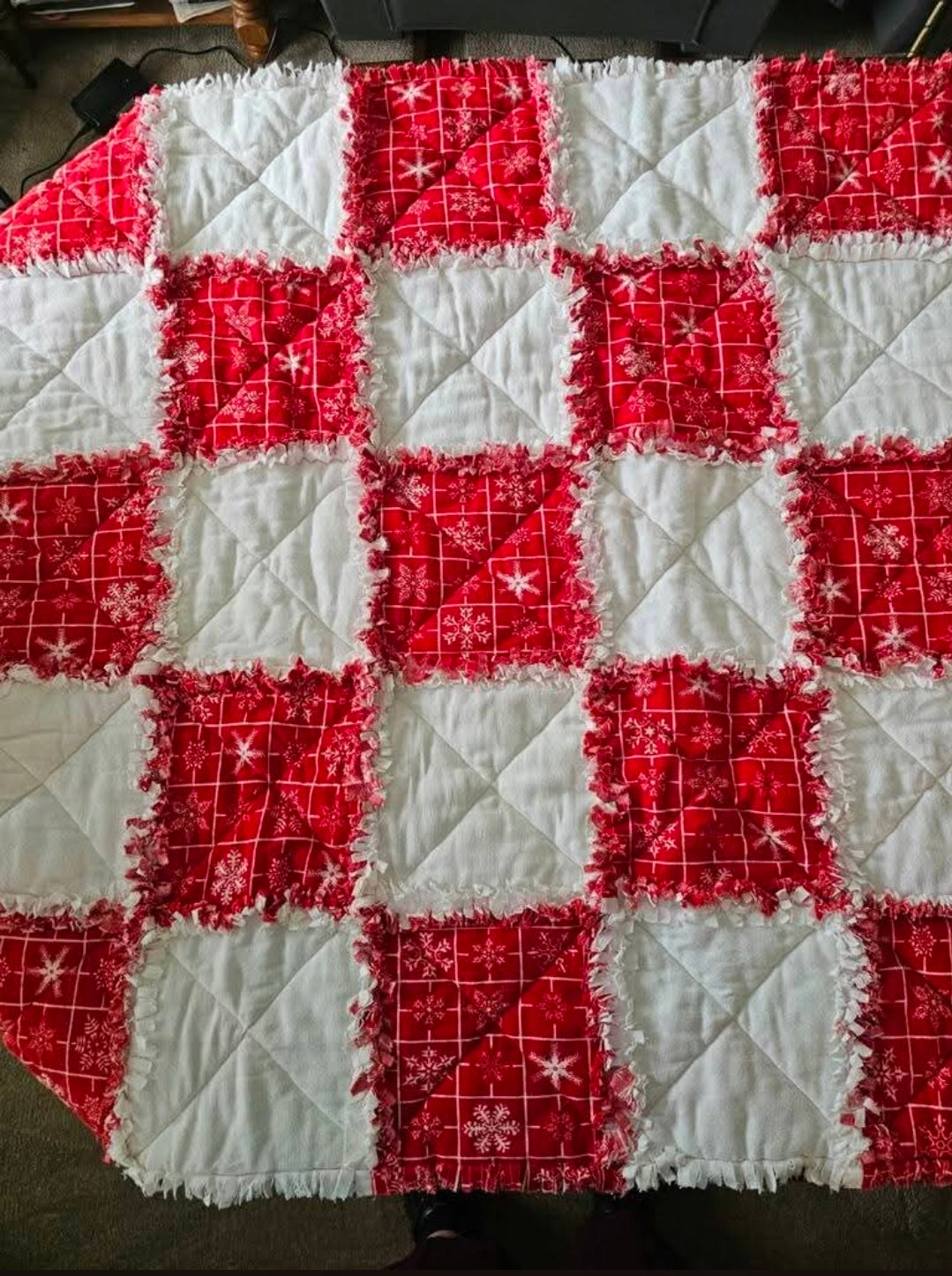 Red Rag Quilt 5 X 5 (9 inch squares)! RTS!