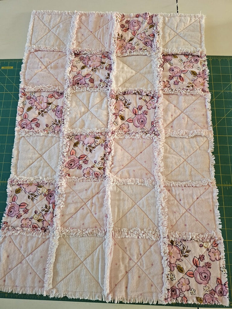 Pink Rag Blanket/Lap Robe! 21" Wide X 31" Long! RTS!