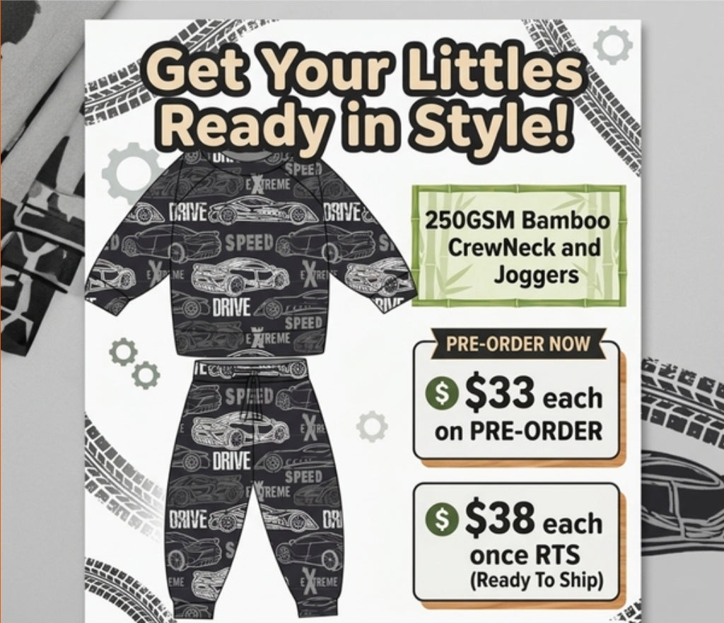 Race Car Bamboo Jogger Set Pre-Order! Closes 6/9. ETA August