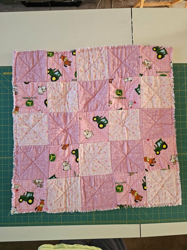 Pink Rag Blanket/Lap Robe! 25" Wide X 25" Long! RTS!