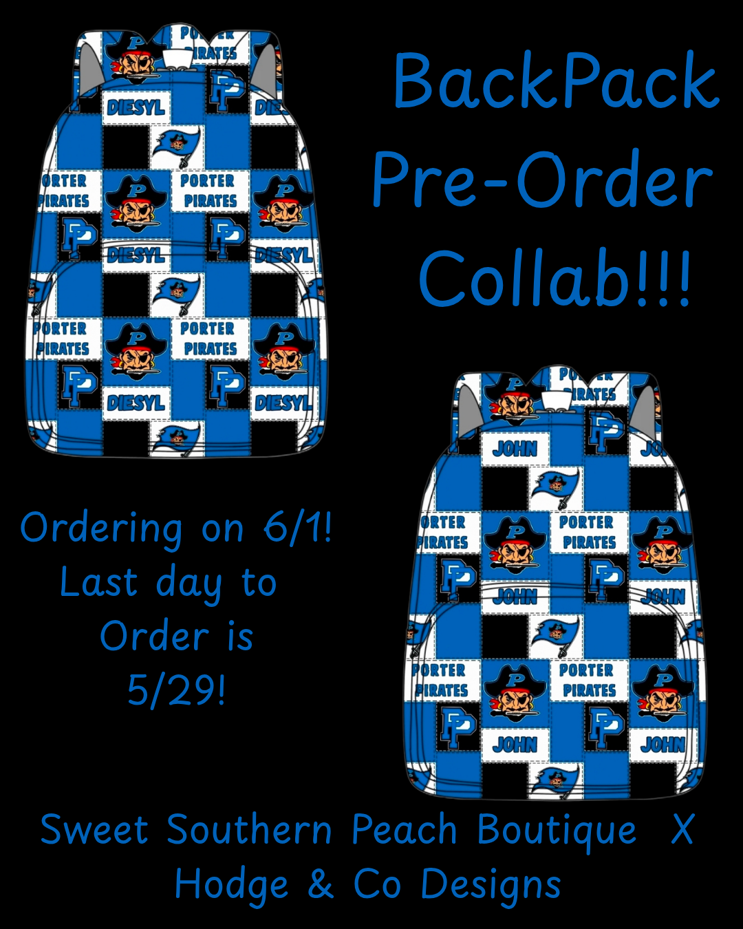 Custom Backpack Pre-Order! Closing on 5/29! ETA August! Please read description for all information!
